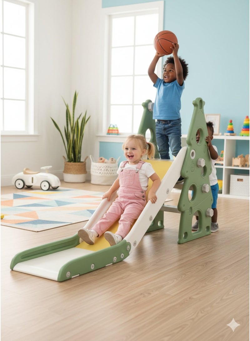 FULL JOY 2 in 1 Mini Kids Slide with Basketball Hoop, Foldable Slide for Toddlers Boys Girls Climbers, Indoor and Outdoor Toys - Image 5